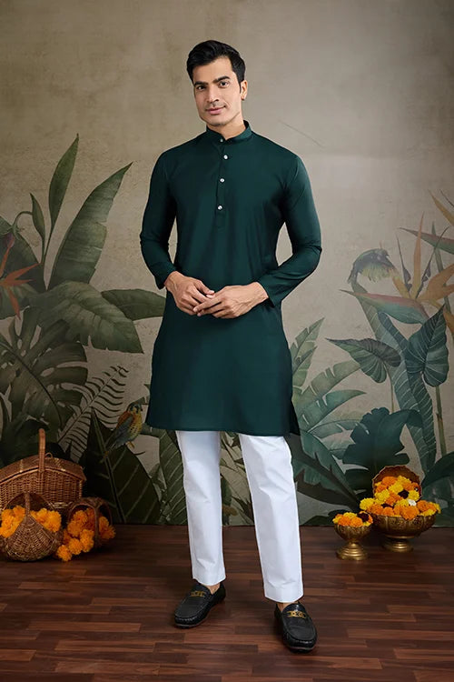 Indian ethnic wear Designer Green Kurta Koti Jacket Clothsvilla