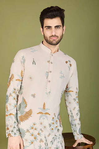 Ivory Viscose Rayon Designer Men's Kurta Online Clothsvilla