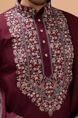 Latest Signature Maroon Kurta and Dupatta for Mens Wear Clothsvilla
