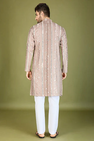 Viscose Rayon Ivery Color Heavy Embroidered Kurta for Men Clothsvilla