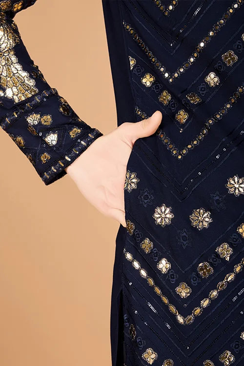 Navy Designer Rayon Kurta for Men  Stylish & Elegant Clothsvilla