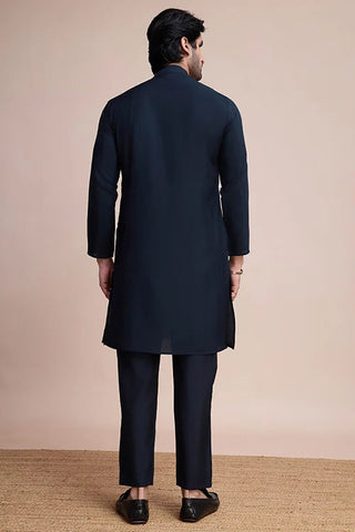 Designer Navy Men's Silk Kurta for Special Events Clothsvilla