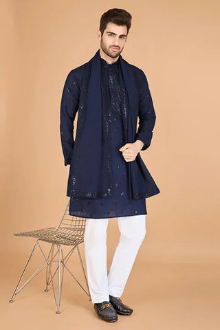 Navy Blue Viscose Silk Kurta Set – Stylish & Comfortable Clothsvilla