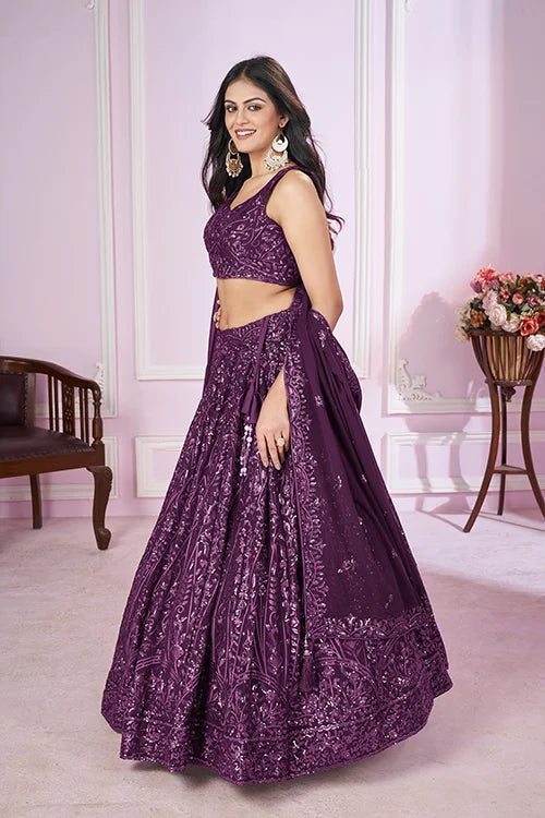 Designer Purple Wedding Lehenga Choli with Dupatta Clothsvilla