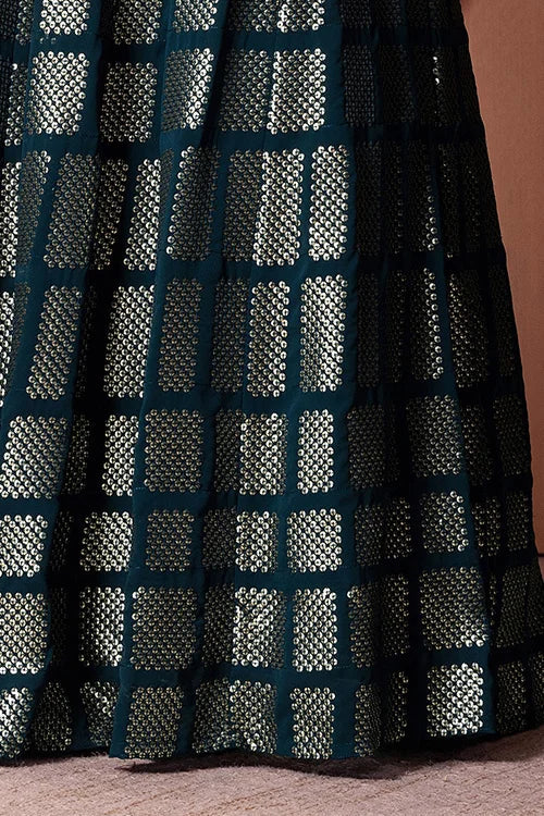 Teal Blue Bollywood Georgette Lehenga Choli Online Clothsvilla