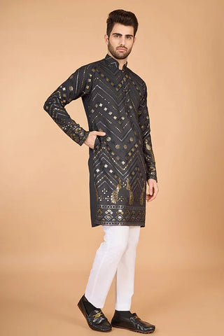 Cement Grey Designer Kurta – Viscose Rayon Fabric Clothsvilla
