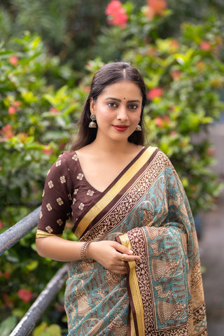 Elegant Women's Soft Kota Silk Printed Saree with Weaving Pattu Border ClothsVilla