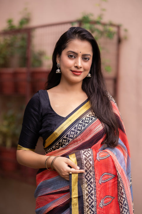 Elegantly Crafted Kota Silk Saree for Women: Luxuriously Soft, Exquisitely Printed, and Embellished with a Weaving Pattu Border ClothsVilla Main image