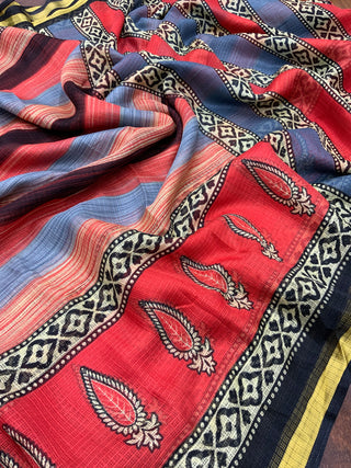 Elegantly Crafted Kota Silk Saree for Women: Luxuriously Soft, Exquisitely Printed, and Embellished with a Weaving Pattu Border ClothsVilla