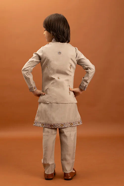 Designer Beige Koti Kurta Set for Kids 6-12 Year Clothsvilla