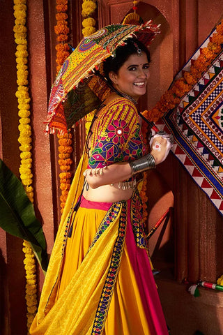 Traditional Mirror Work Chaniya Choli Set for Navratri Clothsvilla