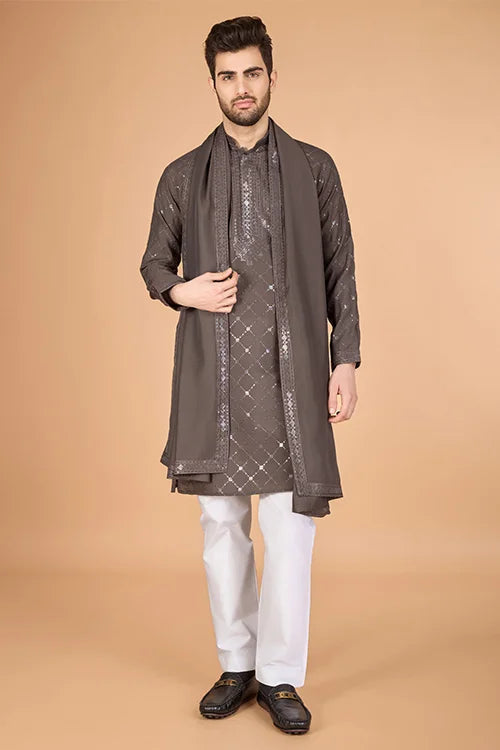 Brown Color Wedding Special Stylish Kurta for Men Clothsvilla