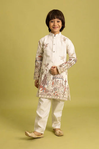 Vantara Designer Kids White Embroidered Kurta Clothsvilla
