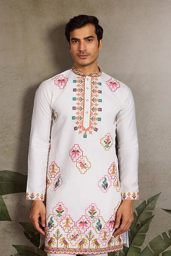 Classy Look Festive Occasion White Kurta for Mens Clothsvilla