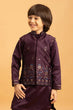 Load image into Gallery viewer, Purple Mirror Work Koti Kurta Set for Boys Clothsvilla