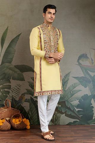 Yellow Embroidered Kurta for Haldi & Celebrations Clothsvilla