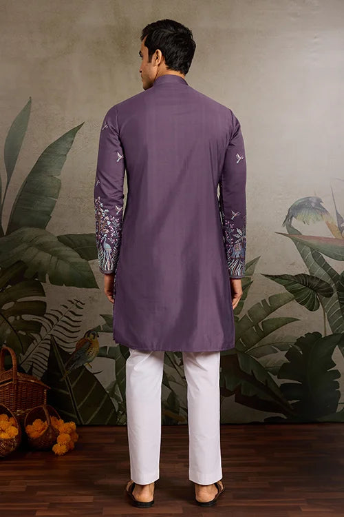 Festive Look Dusty Purple Color Traditional Kurta for Mens Clothsvilla