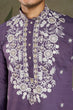 Load image into Gallery viewer, Pastel Purple Embroidered Viscose Silk Kurta Set Clothsvilla