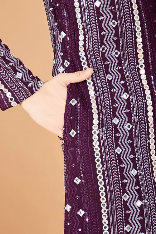 Purple Traditional Look Ethnic Wear Kurta for Men Clothsvilla