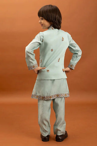 Wedding Sky Blue Koti Kurta Set for Kids 6-12 Yrs Clothsvilla