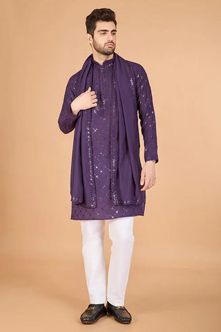 Dusty Purple Latest Branded Kurta for Mens Wear Clothsvilla