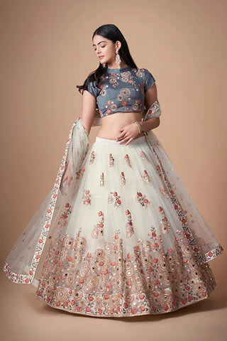 Embroidered Enchantment in Mirror Work Lehenga Choli Couture Clothsvilla