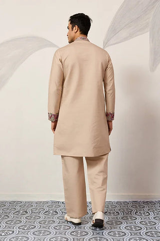 Beige Color Kurta Pant Set for Mens Traditional Outfit Clothsvilla