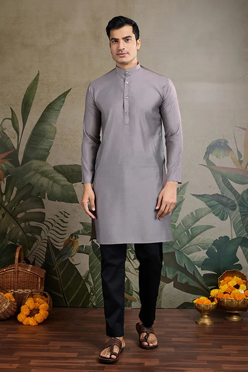 Designer and Stylish Grey Men's Kurta Koti Set for Men Clothsvilla