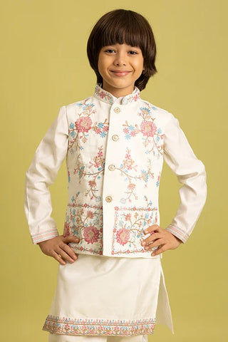 Traditional Wear White Koti Kurta Pajama for Boys Wear Clothsvilla
