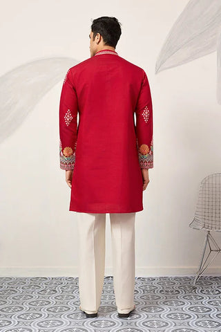 Unique Style Red Color Embroidered Kurta for Mens Wear Clothsvilla