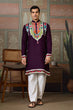 Load image into Gallery viewer, Purple Festival Wear Embroidery Mens Wear Kurta Clothsvilla
