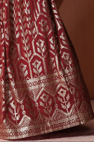 Maroon Georgette Lehenga Choli with Sequins Work Clothsvilla