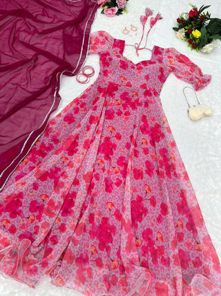 Exclusive Digital Printed Anarkali Gown Set ClothsVilla