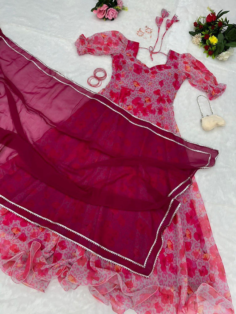 Exclusive Digital Printed Anarkali Gown Set ClothsVilla