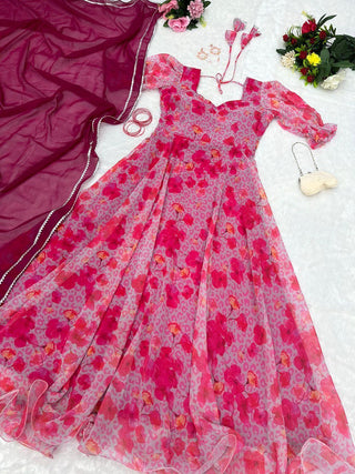 Exclusive Digital Printed Anarkali Gown Set ClothsVilla