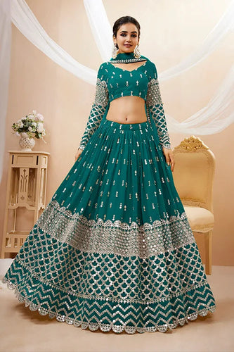 Fantastic Teal Blue Embroidered Women Lehenga Choli Collection Clothsvilla