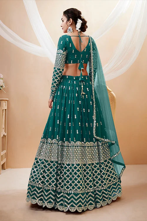 Fantastic Teal Blue Embroidered Women Lehenga Choli Collection Clothsvilla