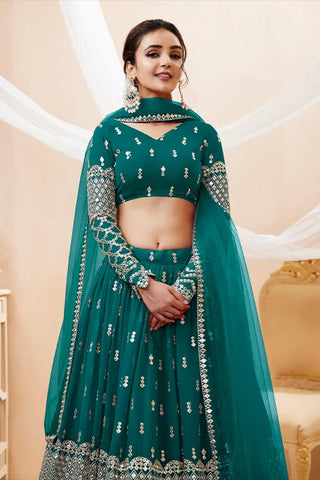 Fantastic Teal Blue Embroidered Women Lehenga Choli Collection Clothsvilla