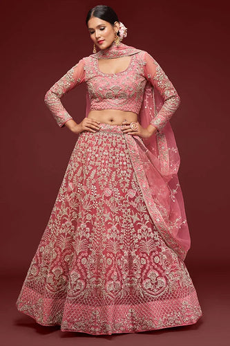 Fantasy Rose Color Lehenga Choli for Weddings Clothsvilla