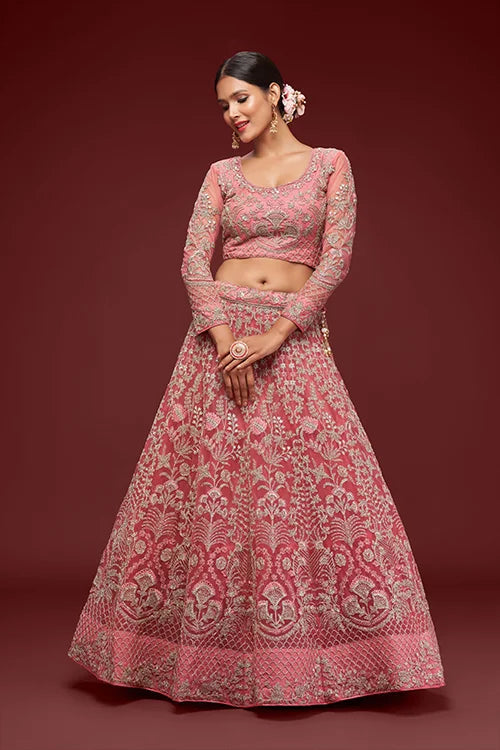 Fantasy Rose Color Lehenga Choli for Weddings Clothsvilla