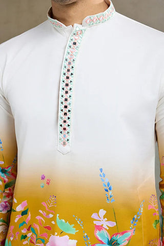 Printed with Hand Mirror Work Kurta for Mens Clothsvilla