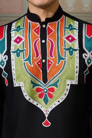 Black Trending Designer Festival Wear Men’s Kurta Clothsvilla