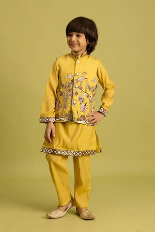 Haldi Yellow Koti Kurta Set for Kids Festival Wear Clothsvilla