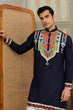 Load image into Gallery viewer, Navy Blue Embroidered Festival Wear Kurta for Men Clothsvilla