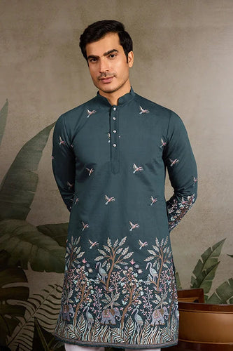 Wedding Special Elegant Festive Green Kurta for Men Clothsvilla