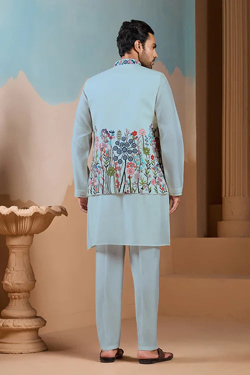 Unique Pista Color Koti Kurta Set for Men’s Style Clothsvilla