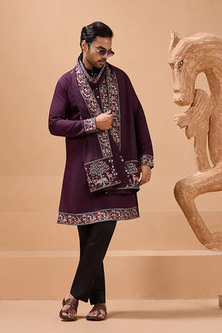 Ethnic Look Purple Kurta with Dupatta Mens Wear Special Clothsvilla