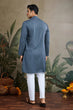 Load image into Gallery viewer, Diwali Special Blue Grey Viscose Silk Kurta with Mirror Work Clothsvilla