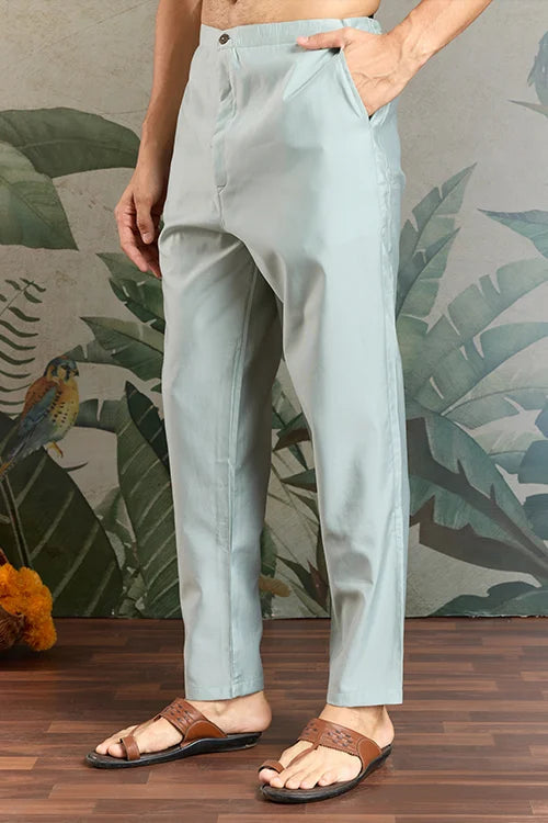 Traditional Sky Blue Embroidered Kurta Pajama Set Clothsvilla