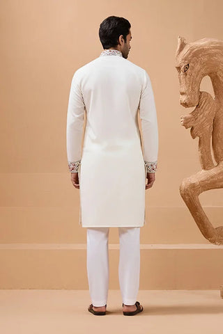 Vibrant Look White Kurta Dupatta Set for Mens Wear Clothsvilla